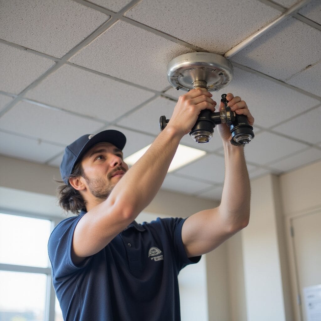 Technician installing updated fire sprinkler heads in an office ceiling during a fire protection retrofit. fire code fire protection fire suppression fire safety automatic sprinkler retrofits sprinkler system storage tanks cpvc automatic sprinkler retrofits fire sprinkler fire sprinkler retrofits commercial sprinkler retrofits fire suppression cpvc sprinkler automatic sprinkler retrofits commercial sprinkler retrofits sprinkler system retrofit fire sprinkler systems sprinkler systems fire protection data centers sprinklers residential sprinkler retrofits automatic sprinkler retrofits nfpa building materials fire protection automatic sprinkler retrofits fire pumps standpipes commercial sprinkler retrofits fire protection cpvc garden sprinkler retrofits data centers nfpa warehouses fire sprinkler fire sprinkler retrofits sprinklers sprinkler system sprinkler sprinkler system sprinkler fire suppression lawn sprinkler fire sprinkler fire sprinkler system fire sprinklers fire suppression automatic sprinkler retrofits fire sprinkler systems automatic sprinkler retrofits fire sprinkler retrofit cost sprinkler fire suppression fire sprinkler fire sprinkler system automatic sprinkler retrofits fire sprinkler fire suppression fire sprinkler sprinklers automatic sprinkler retrofits commercial sprinkler retrofits automatic sprinkler retrofits sprinklers fire sprinkler fire sprinkler sprinkler system sprinkler fire suppression automatic sprinkler retrofits sprinklers cost fire sprinkler commercial sprinkler retrofits fire suppression fire sprinkler system fire sprinklers automatic sprinkler retrofits fire protection retrofit lawn sprinkler sprinkler systems sprinkler nfpa commercial sprinkler retrofits sprinkler system automatic sprinkler retrofits fire protection fire safety commercial sprinkler retrofits fire sprinkler sprinkler fire suppression fire suppression systems automatic sprinkler retrofits sprinkler system cpvc retrofit sprinkler systems fire sprinkler sprinkler system fire hazards commercial sprinkler retrofits esfr cost fire sprinkler systems fire protection retrofit commercial sprinkler retrofits life safety code nfpa 72 automatic sprinkler retrofits fire sprinkler fire suppression