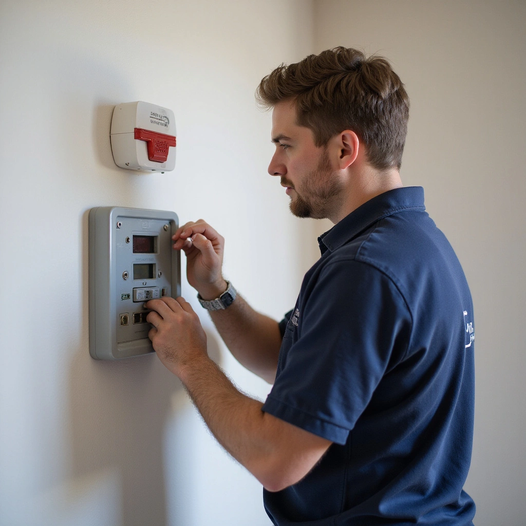 A fire alarm technician in a safety vest inspects and repairs a wall-mounted fire alarm control panel in a commercial building hallway. smoke detector fire alarm systems fire alarm systems smoke detectors smoke detector smoke detector smoke detector fire alarm system smoke detector smoke detector maintenance and repairs smoke detector alarm system fire alarm fire alarm systems alarm system smoke detectors fire alarm smoke detector smoke detectors smoke detector smoke detector fire alarm panel fire alarm repair and maintenance troubleshooting alarm system fire alarm smoke detector fire alarms fire alarm wiring fire alarm system fire alarms